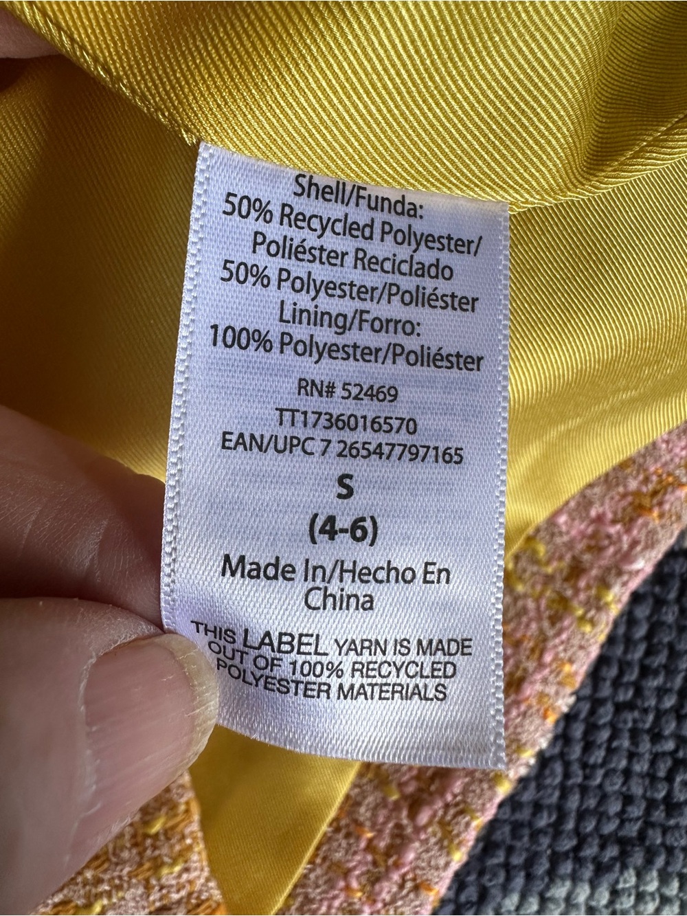 🌸 NWT Time & Tru Tweed Jacket Small Pink Yellow Plaid Cropped Blazer - Picture 12 of 13